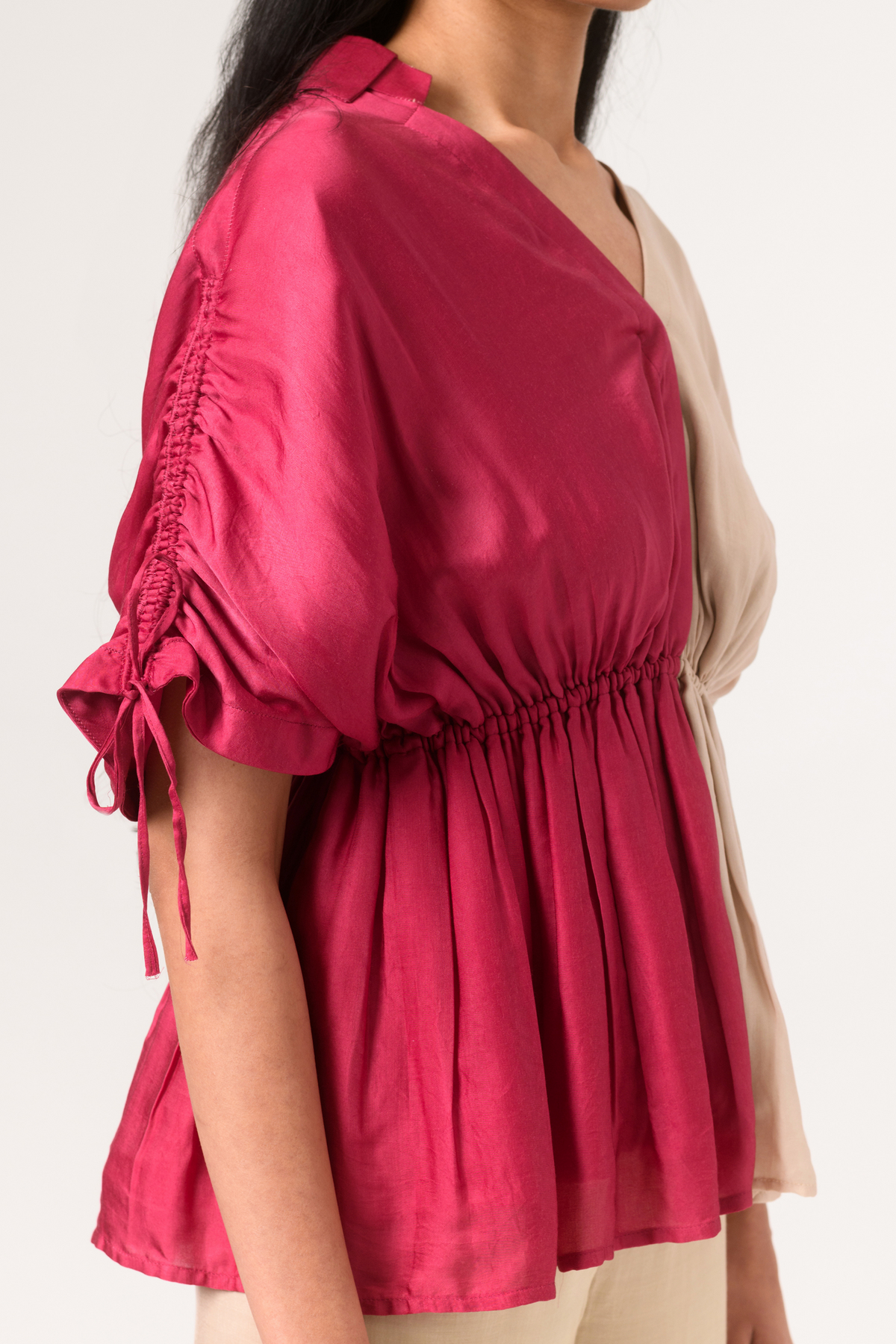 Ecru wine half blouse