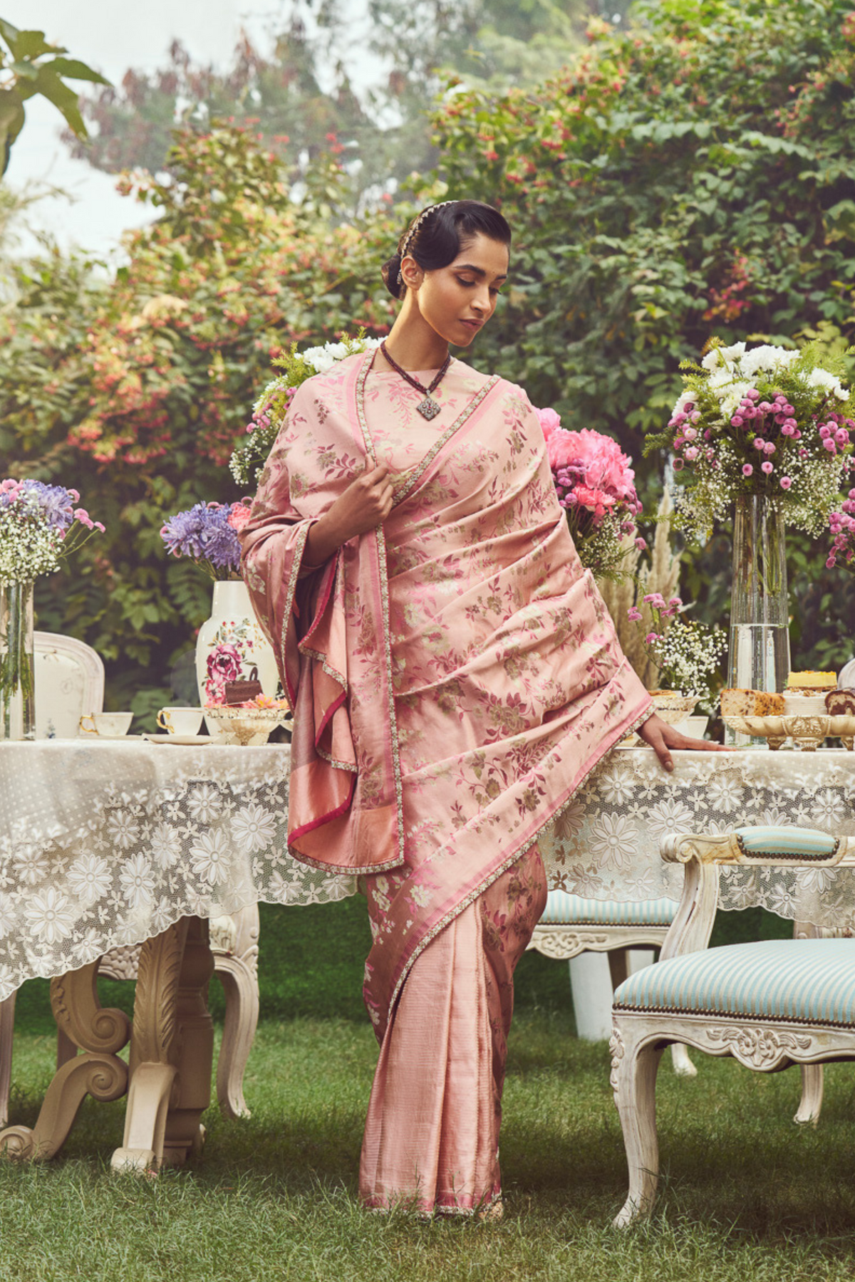 Rose Pink Zari Handloom Sari