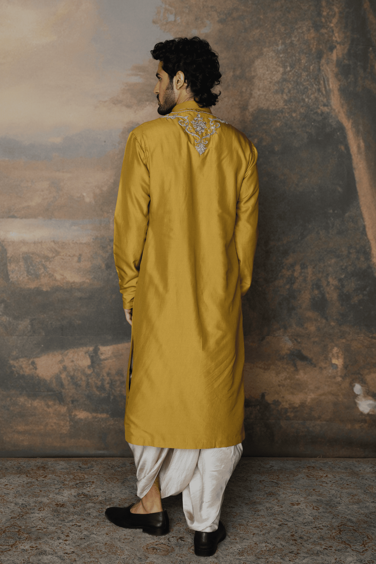 Mustard Kurta With Dhoti