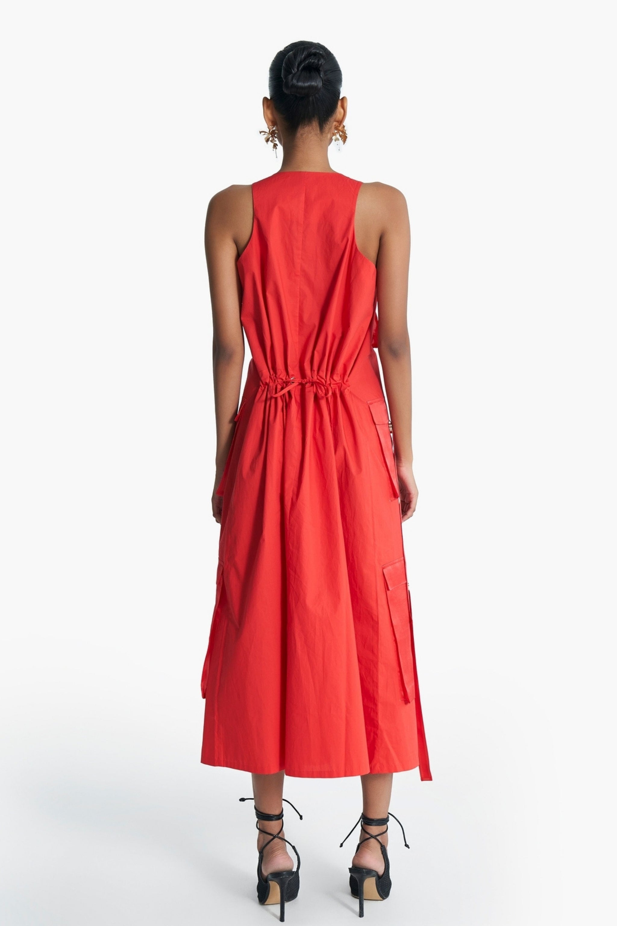 red cargo dress Red Floral Jacquard Dress Small