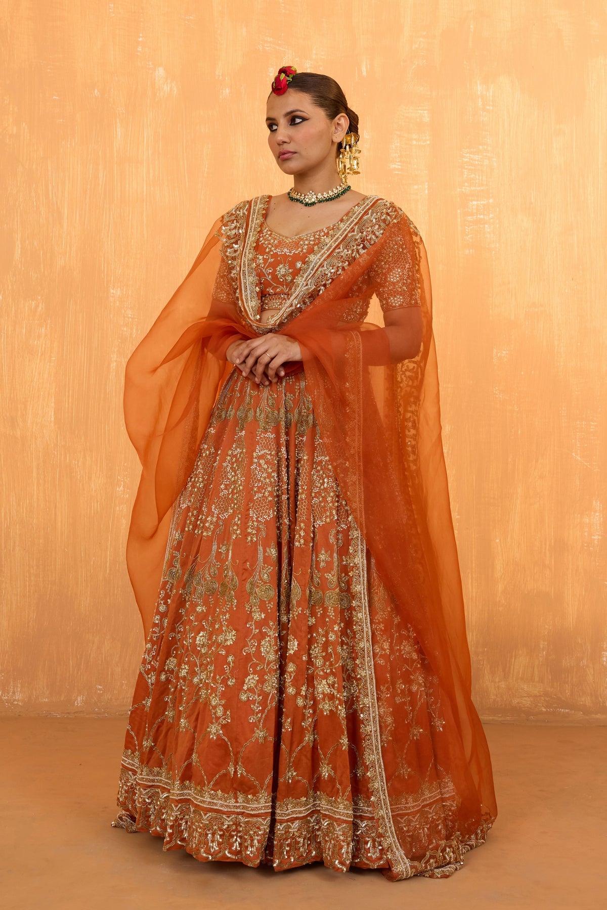 Orange Rust Lehenga Set