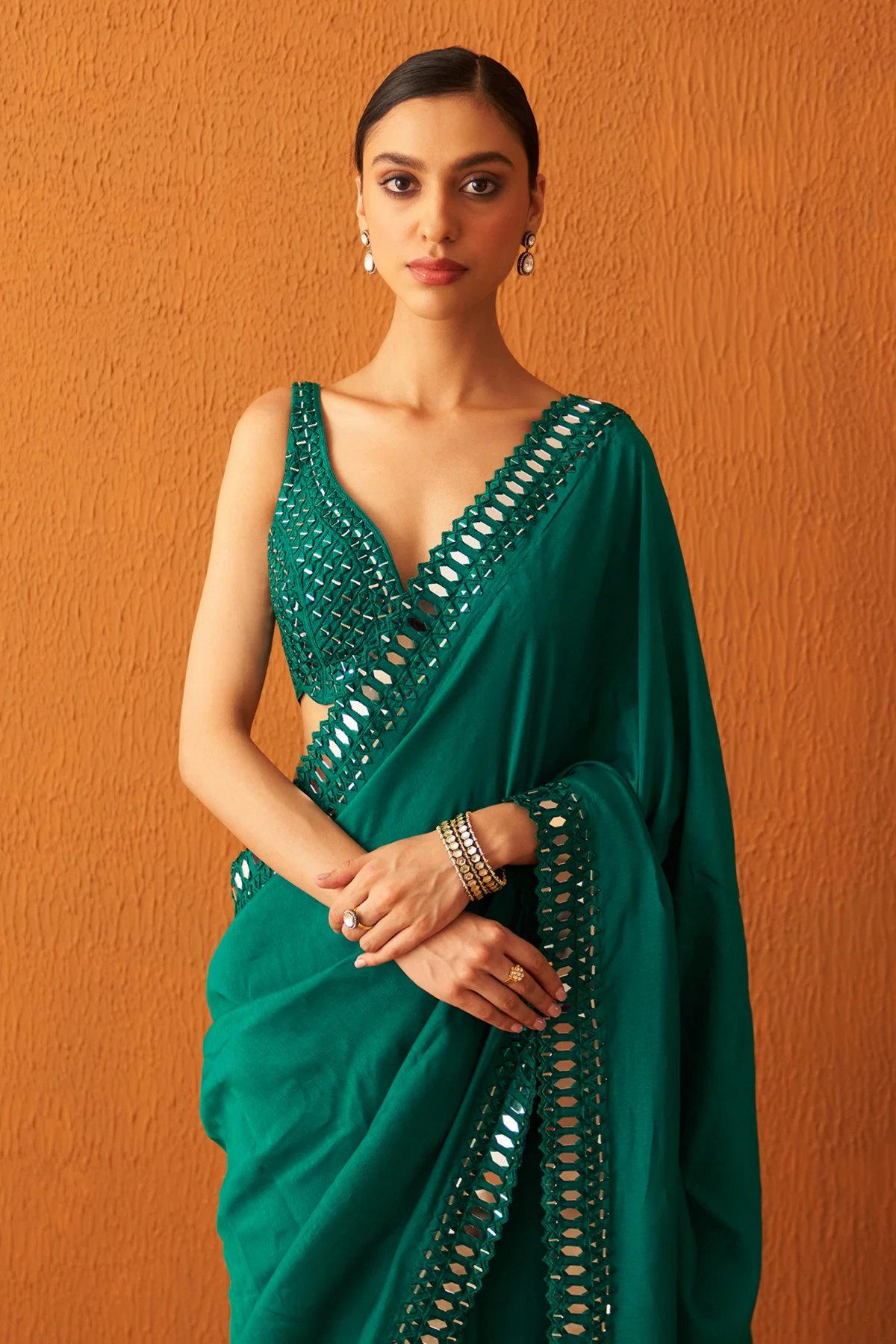 Myrtle Green Silk Saree