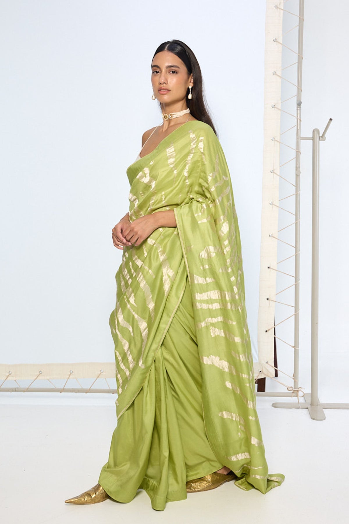 Handwoven Sage Green Silk Saree