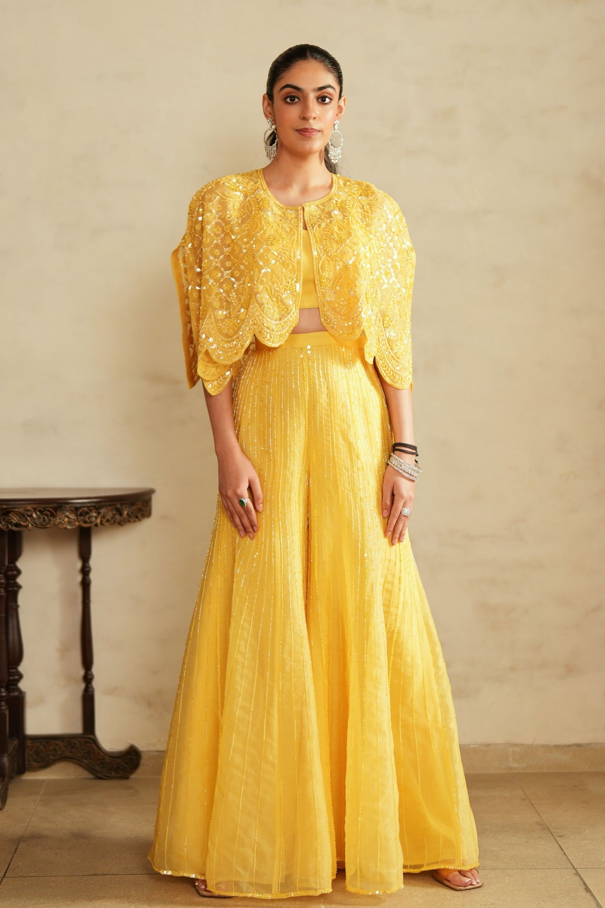 Yellow Cape Sharara Set