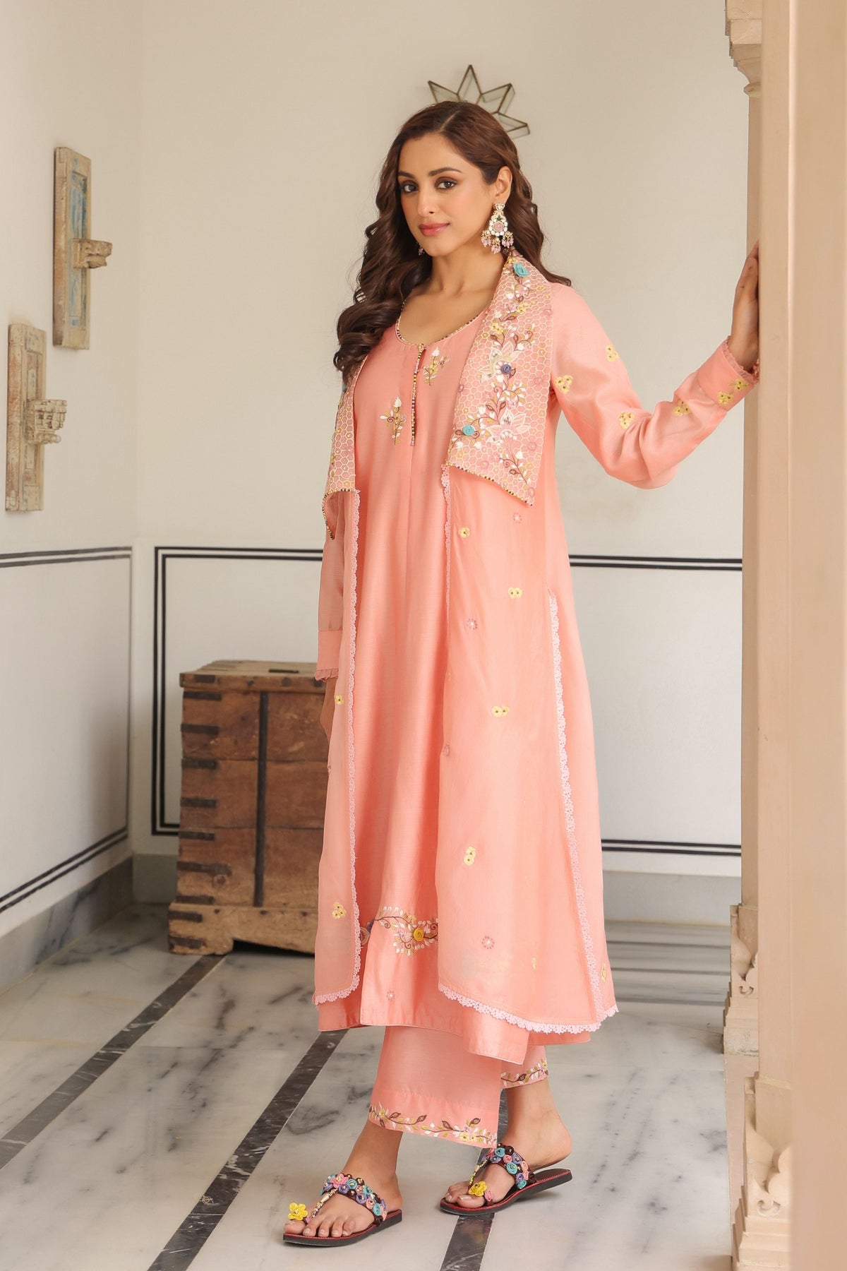 Gulzarpeach Jacket Set