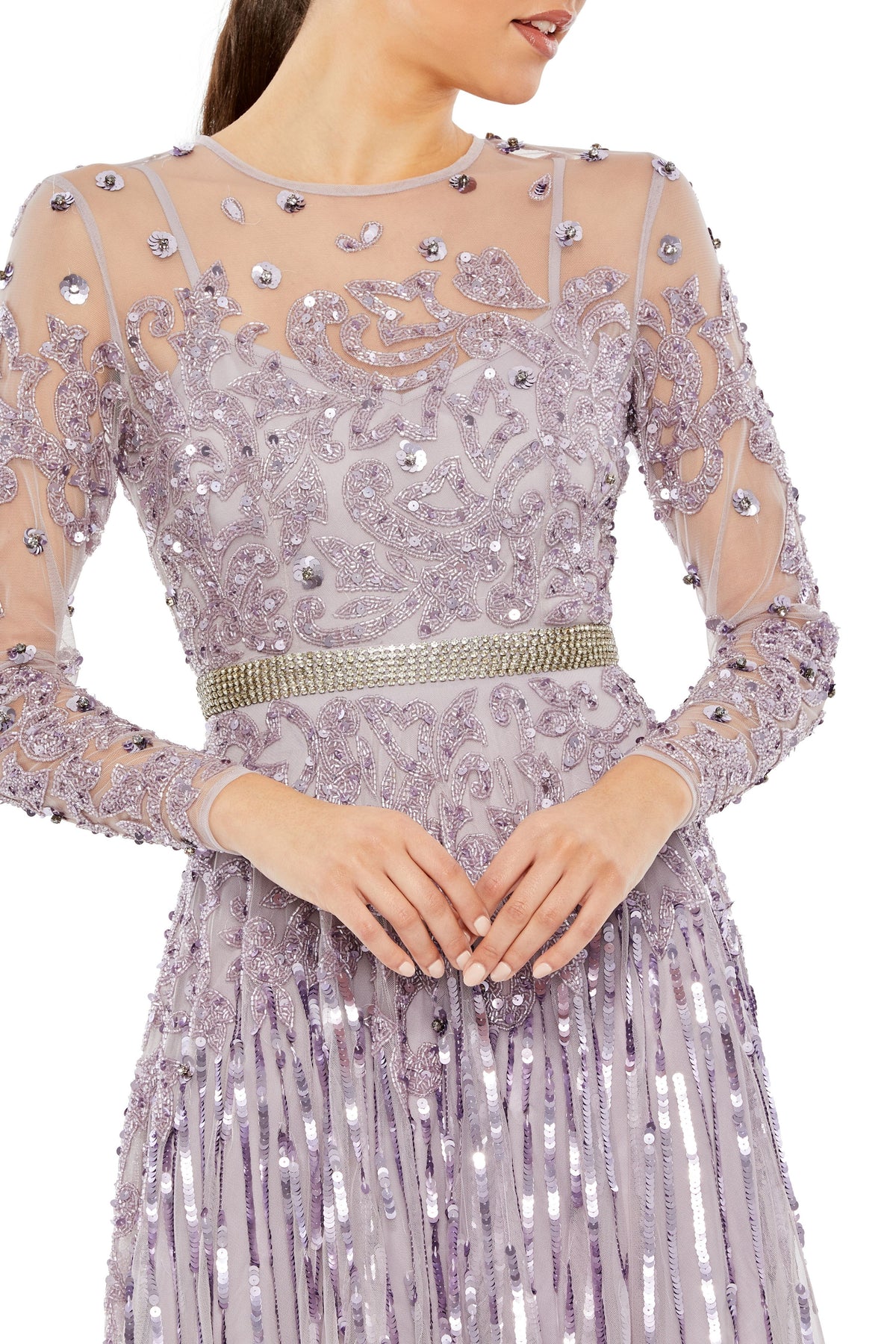 Illusion High Neckline Dress