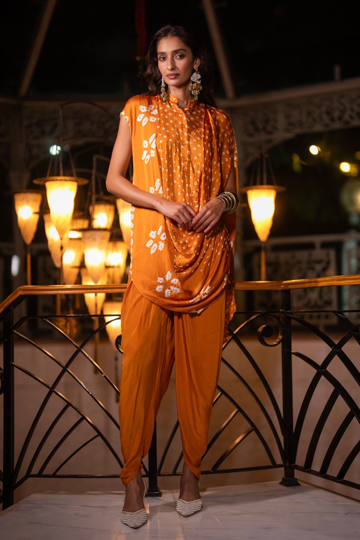Bandhani Cowl Drape Top