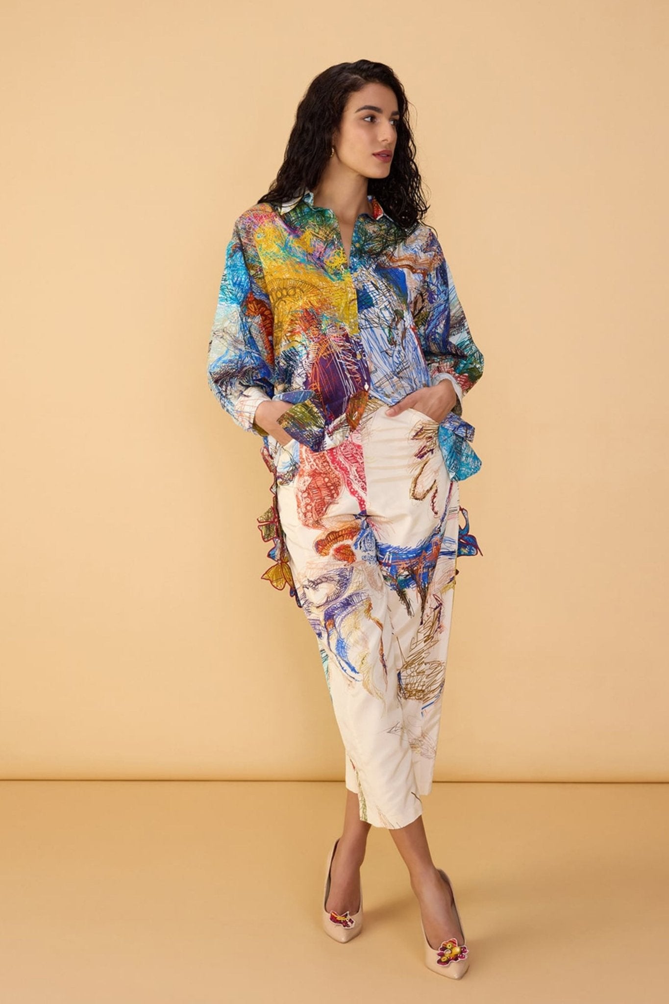 Abstract Scribble Print Shirt - Saaksha & Kinni - Elahe