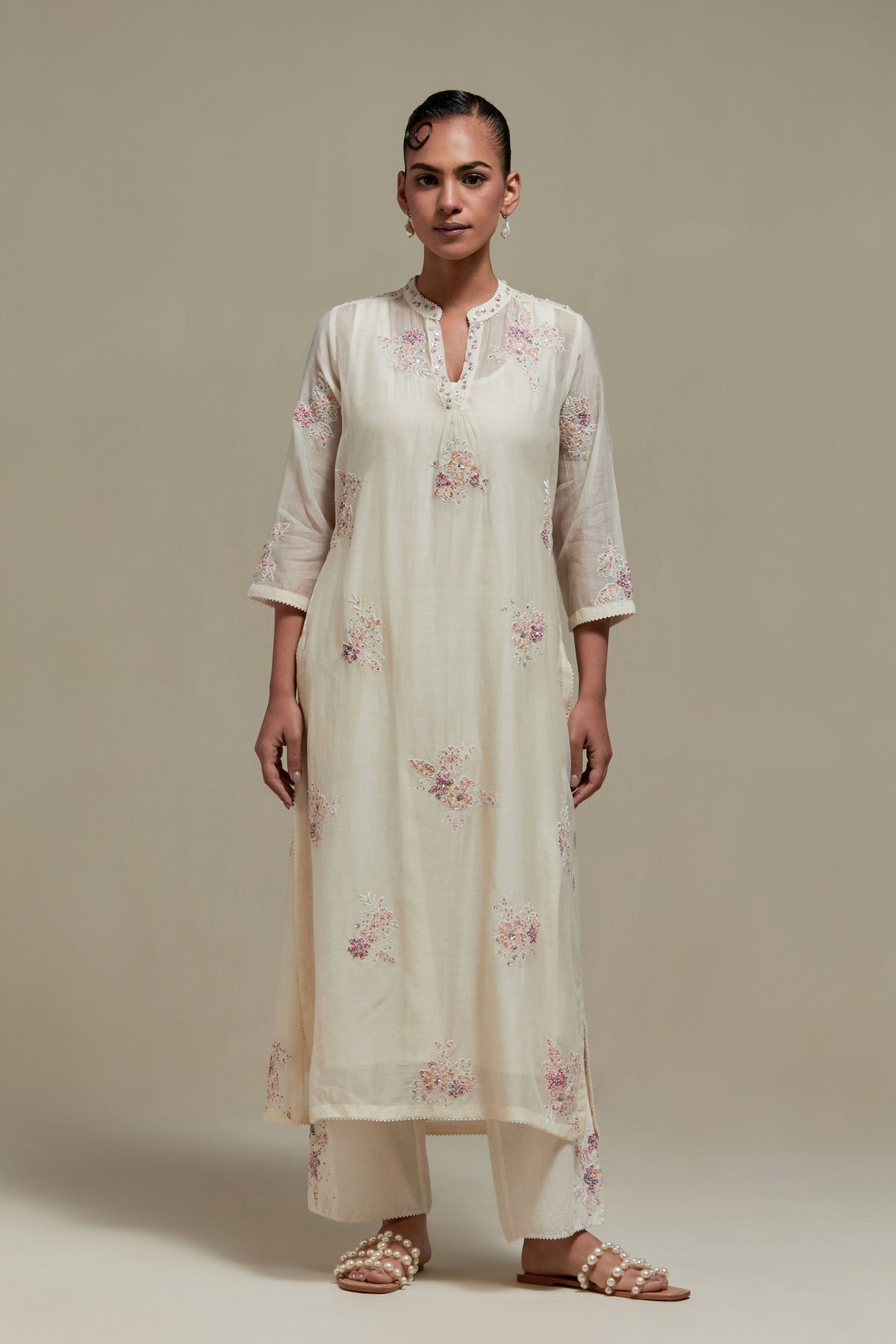 Pink Cotton Kurta And Pants
