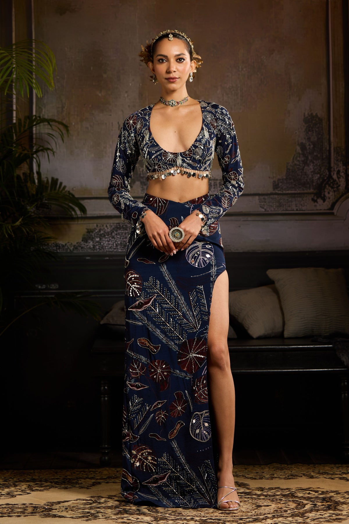 Dark Blue Print Co-ord Set