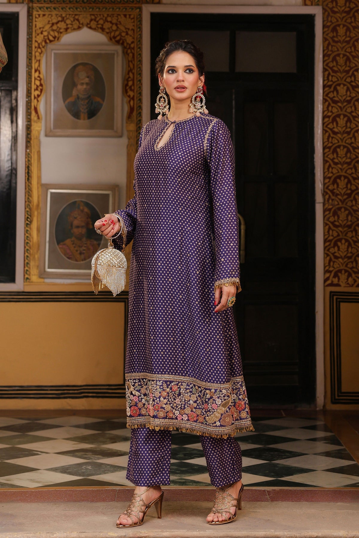 Purple Ahista Mayur Kurta Set