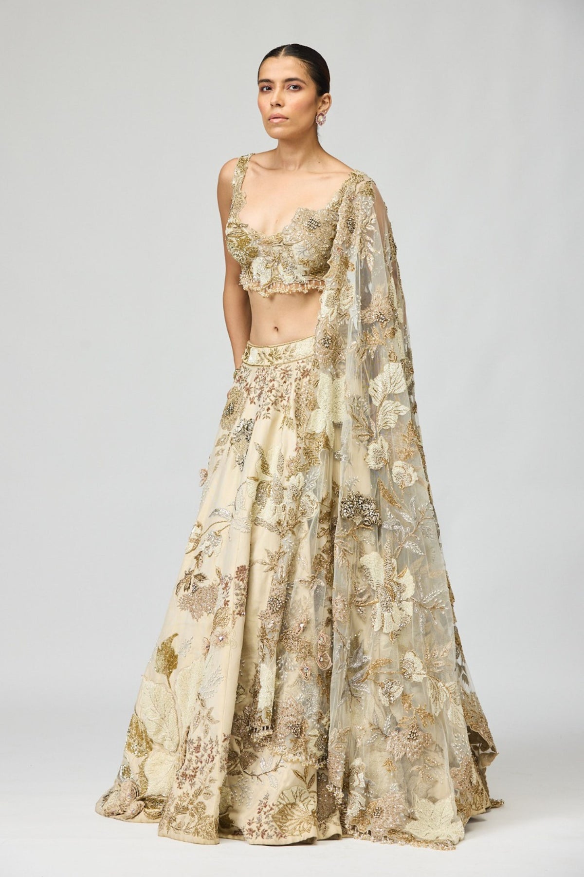 Ivory Embellished Lehenga Set