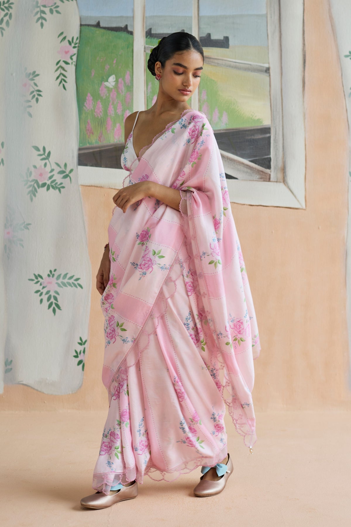 Rose Haze Mulberry Silk Sari