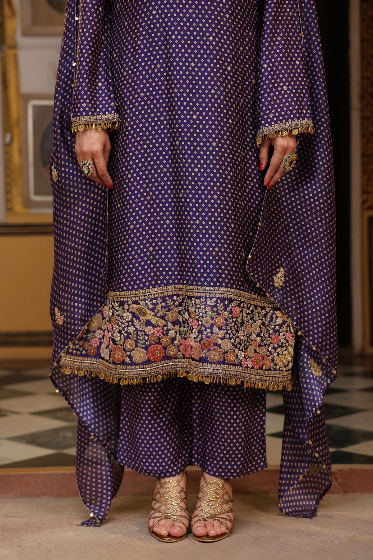 Purple Ahista Mayur Kurta Set