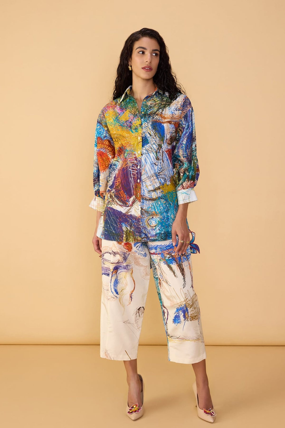Scribble White Loly Trouser