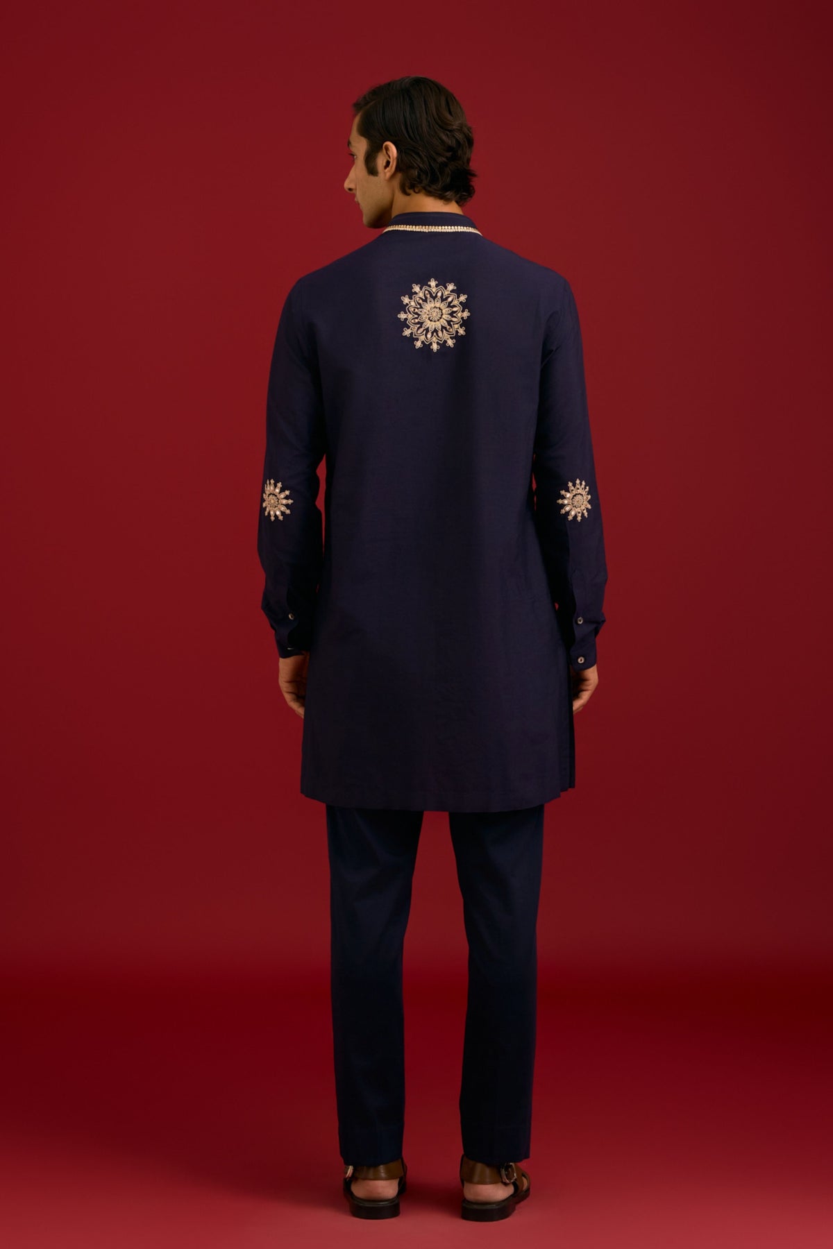 Navy Cotton Silk Kurta Set