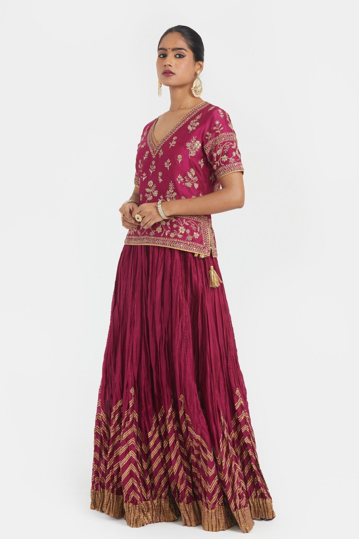 Deep Fuchsia Lehenga Set - Kora - Elahe