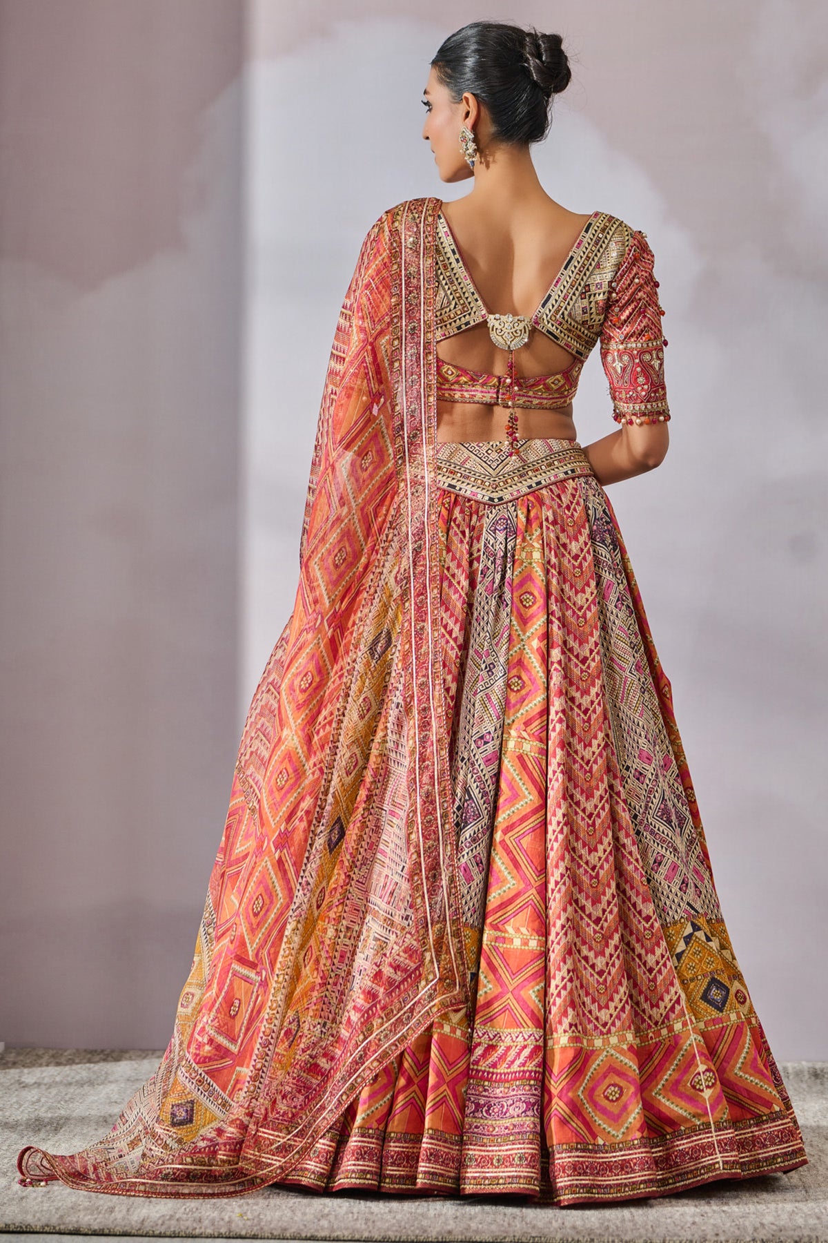 Printed Lehenga Hand Embroidered Blouse