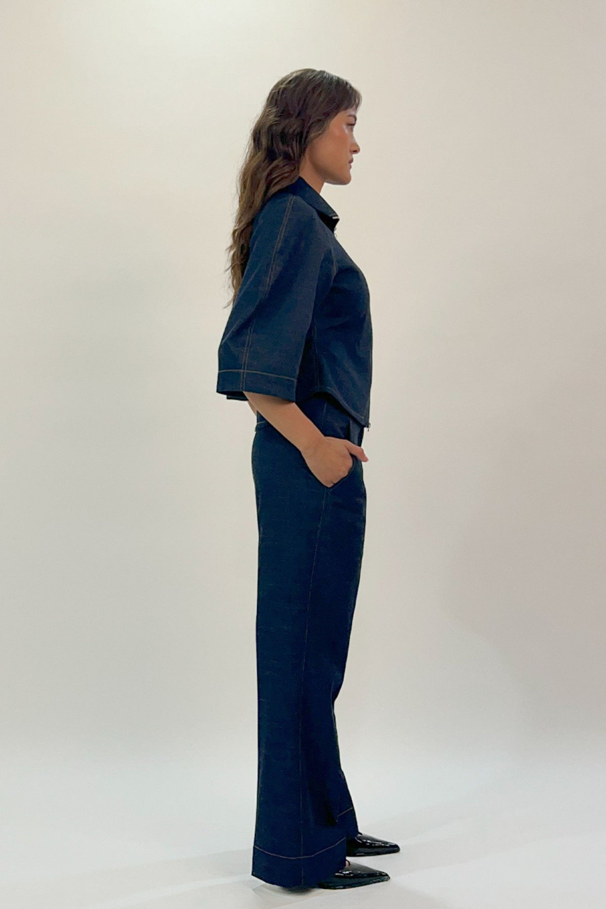 Denim Zip Top