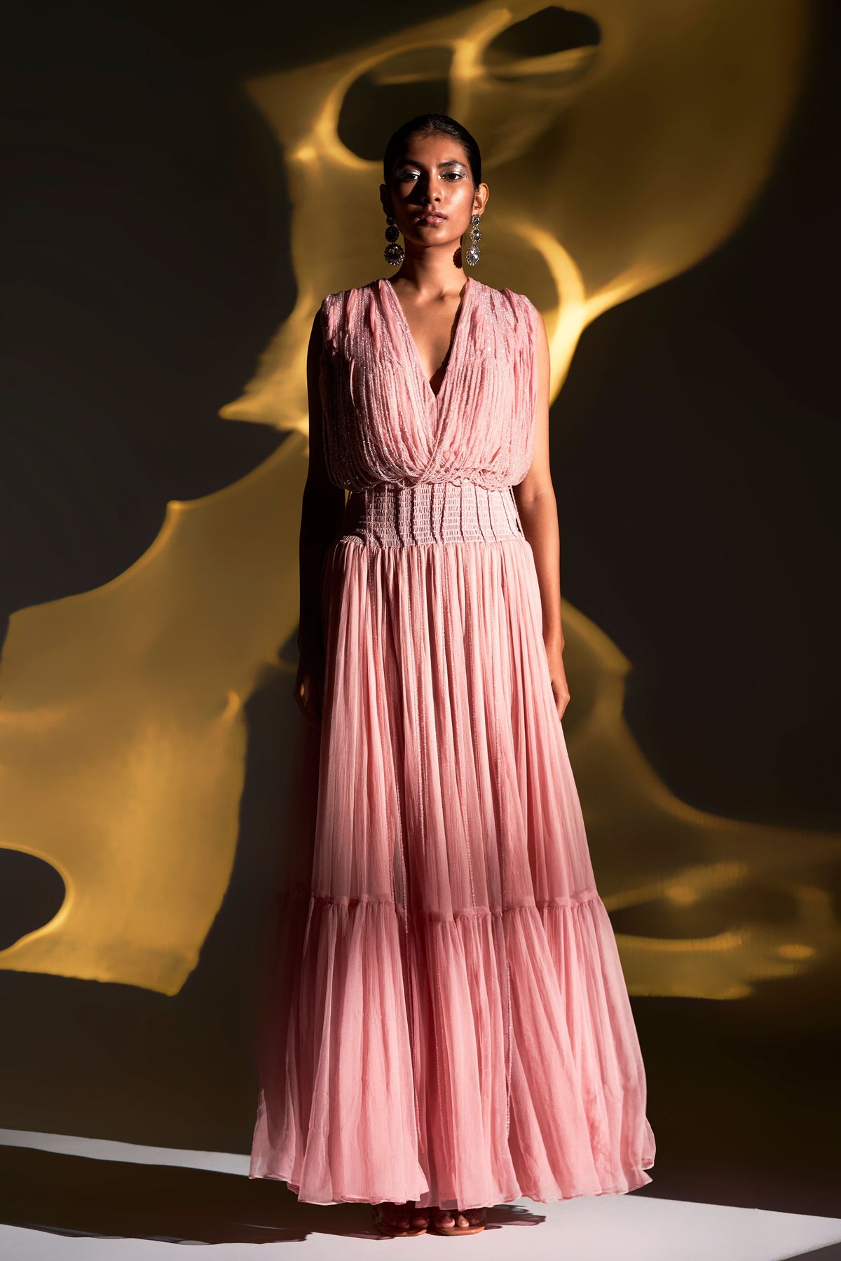 Pink Maxi Dress With Crystal Strings