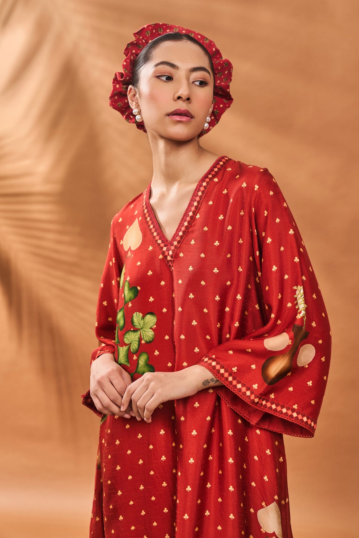 Rust Spade Blossom Kaftan