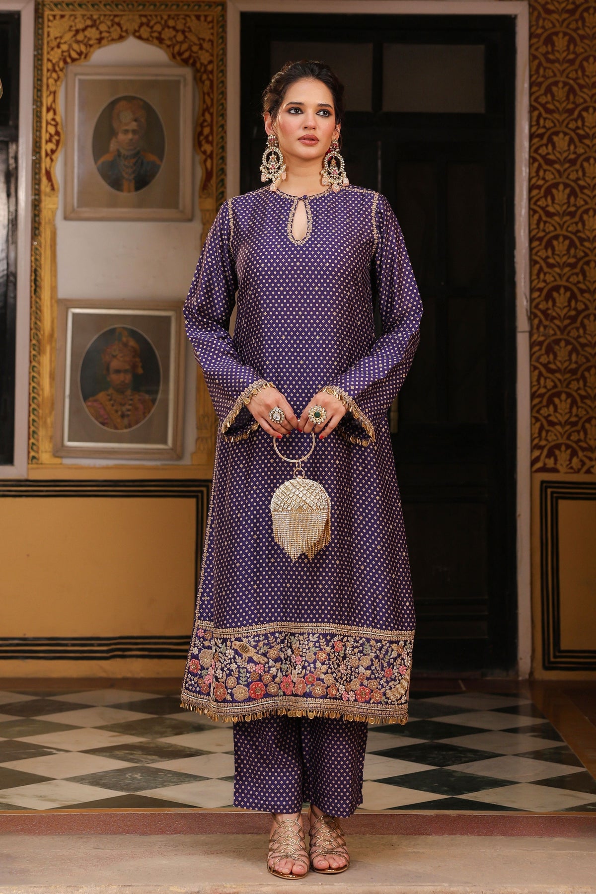 Purple Ahista Mayur Kurta Set