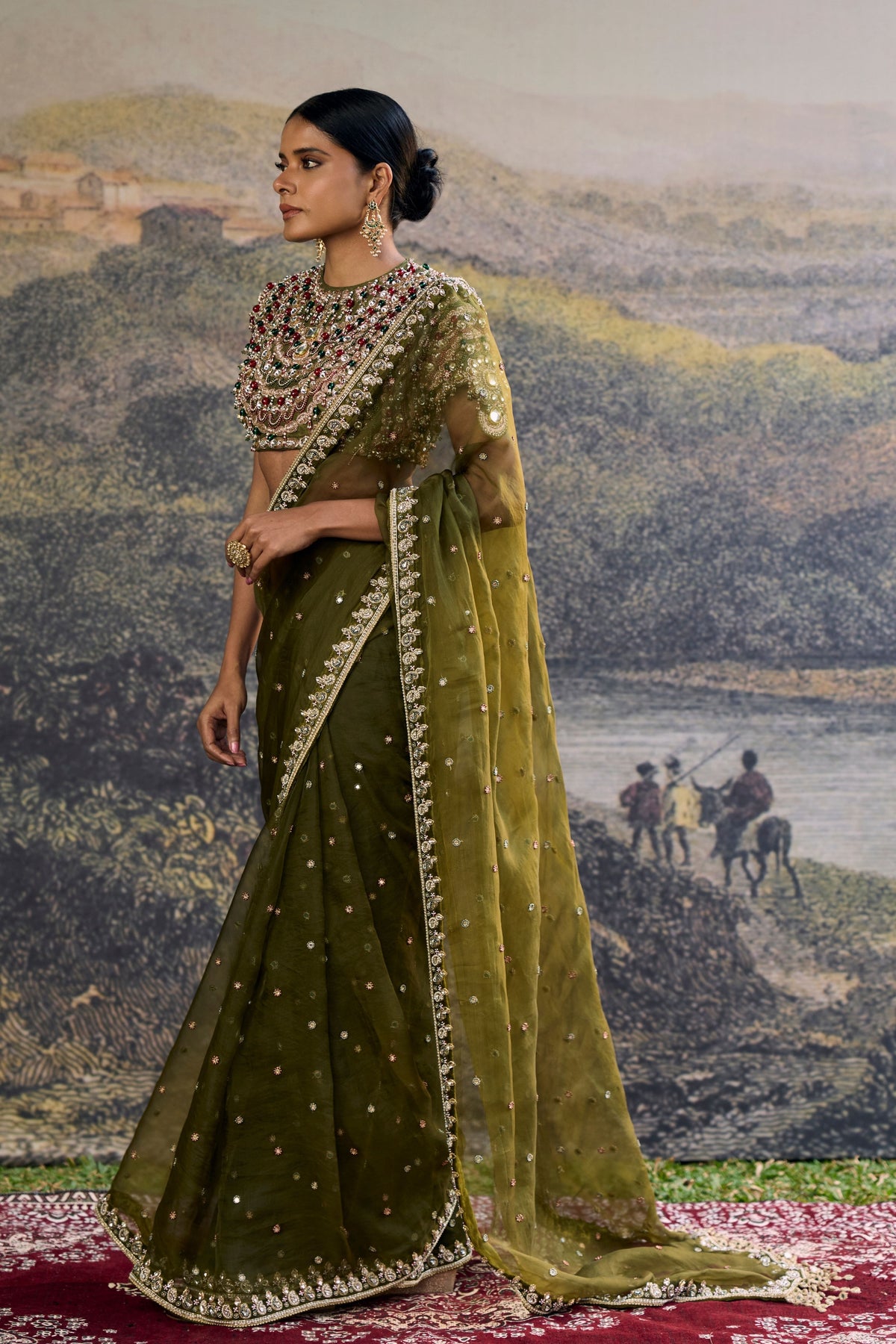 Zoya Jewel Organza Saree Set