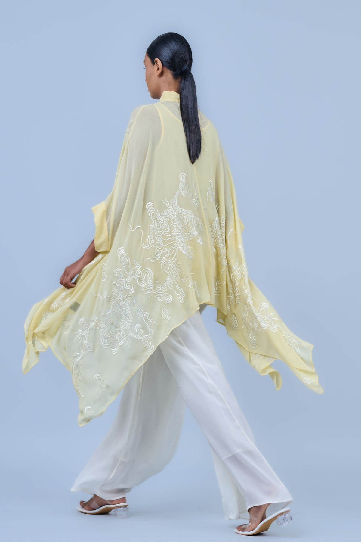 Ecru Silk Georgette Palazzos