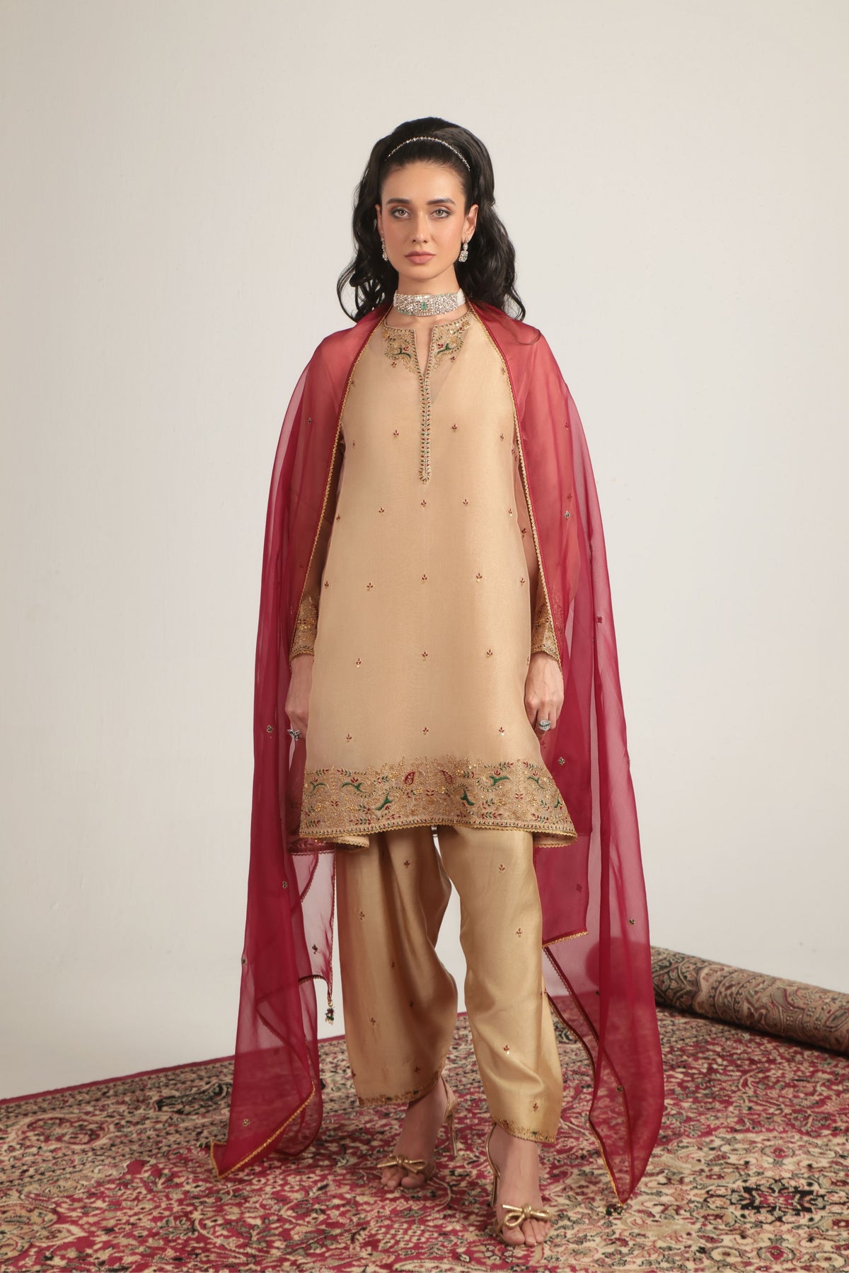 Ivory Short Pheran Kurta Set
