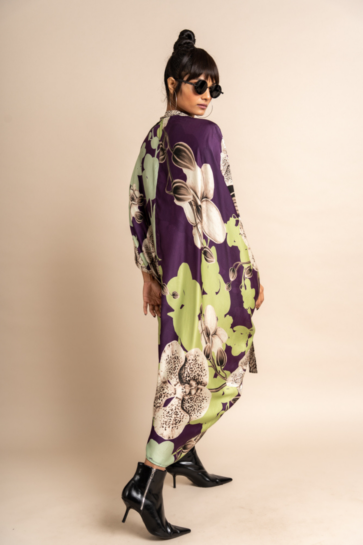 Aubergine Print Kaftan Kurta