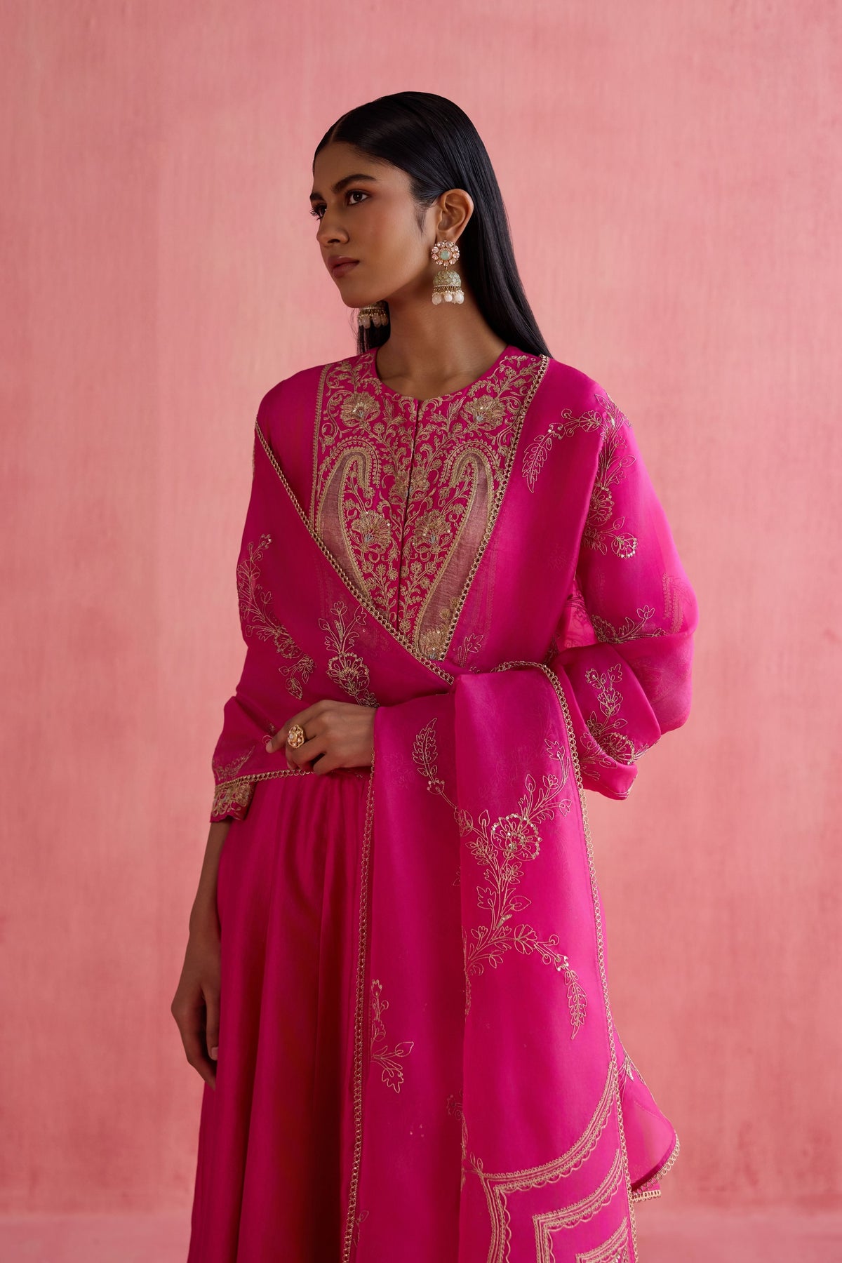 Zeenat Fuchsia Anarkali Set