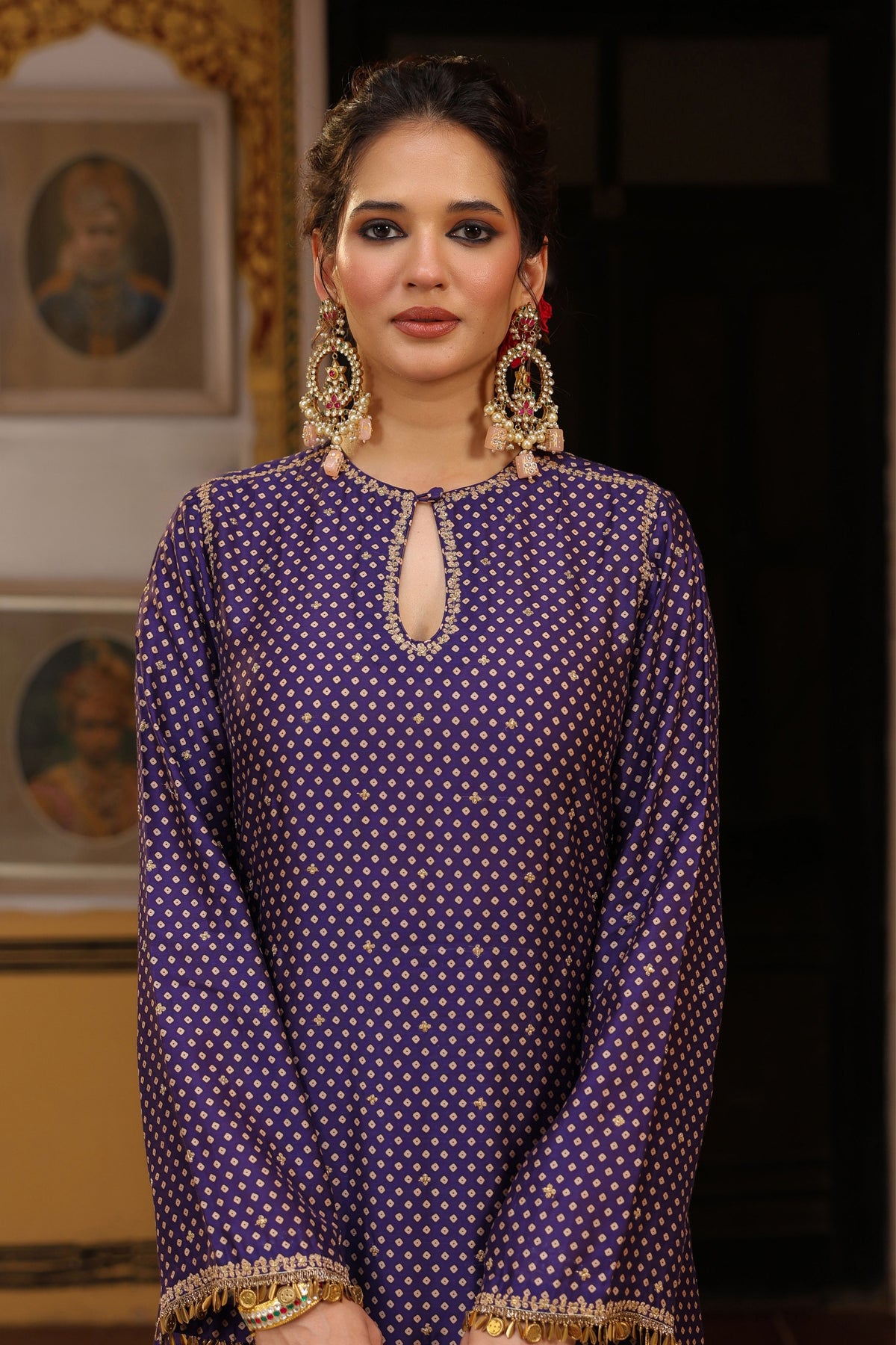 Purple Ahista Mayur Kurta Set