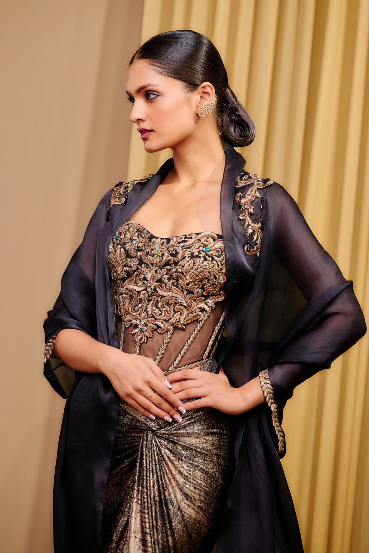 Corset, Drape And Cape Co-ord Set