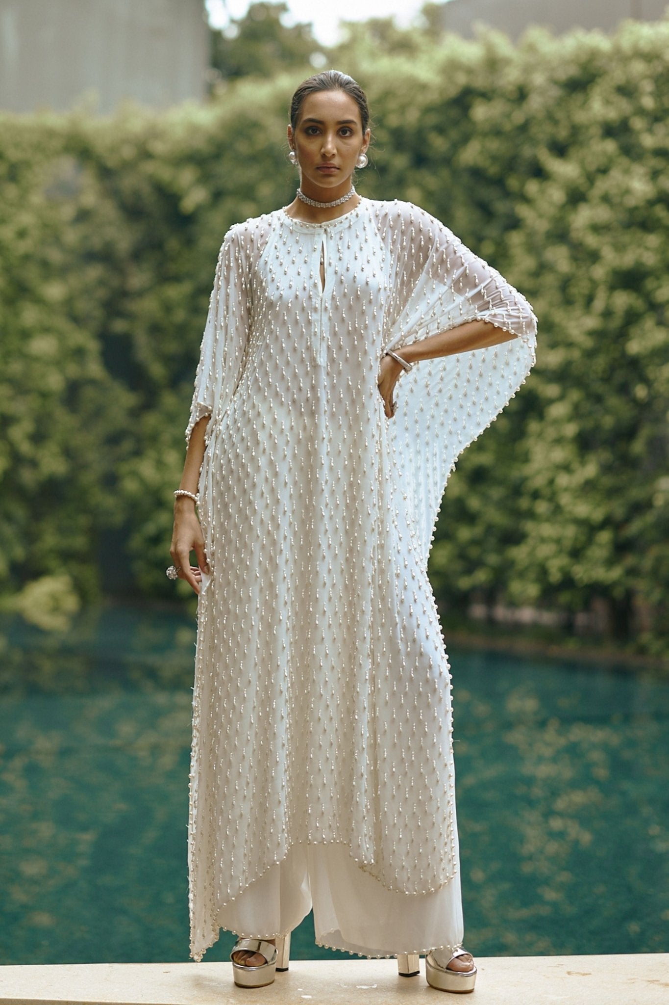 Pearl Drop Kaftaan Set - Vvani by Vani Vats - Elahe