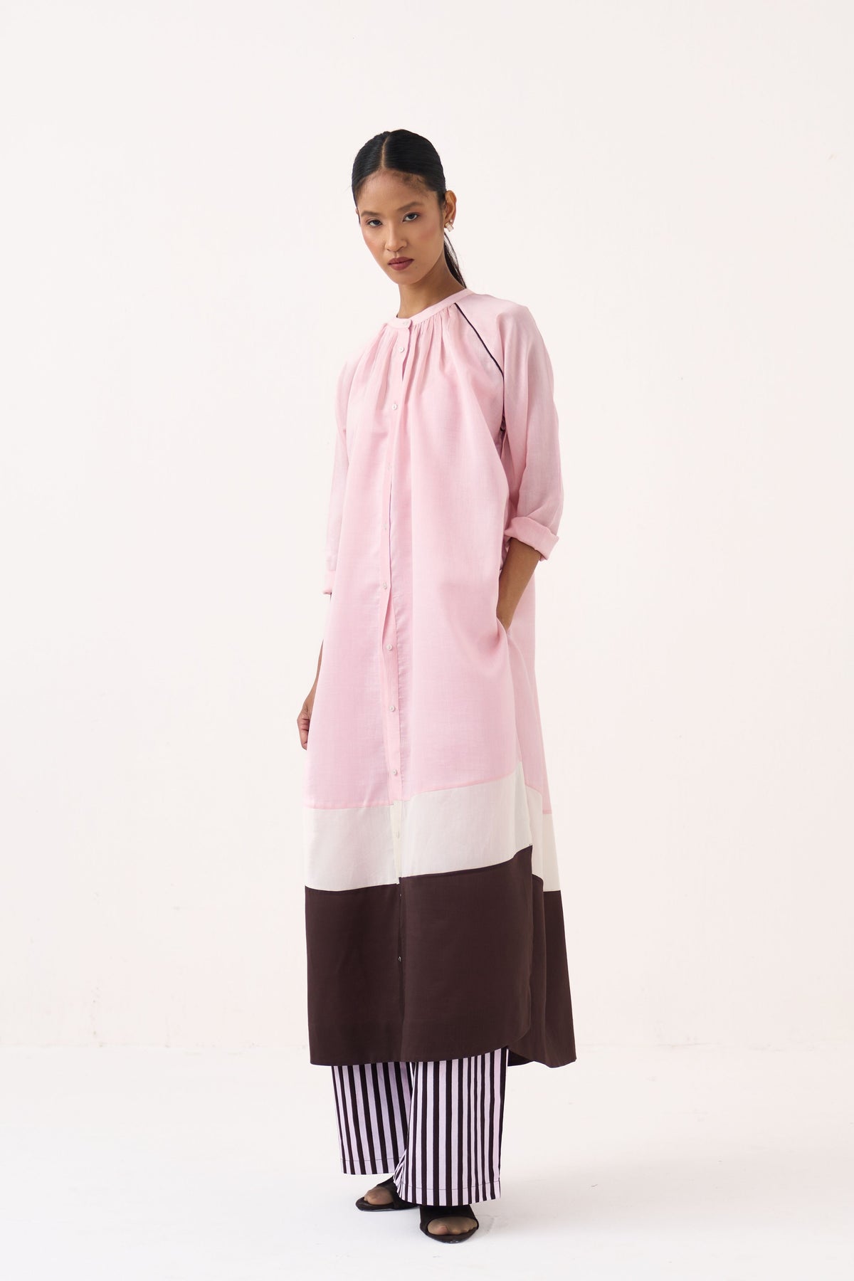 Panel Gather Neck Tunic Set