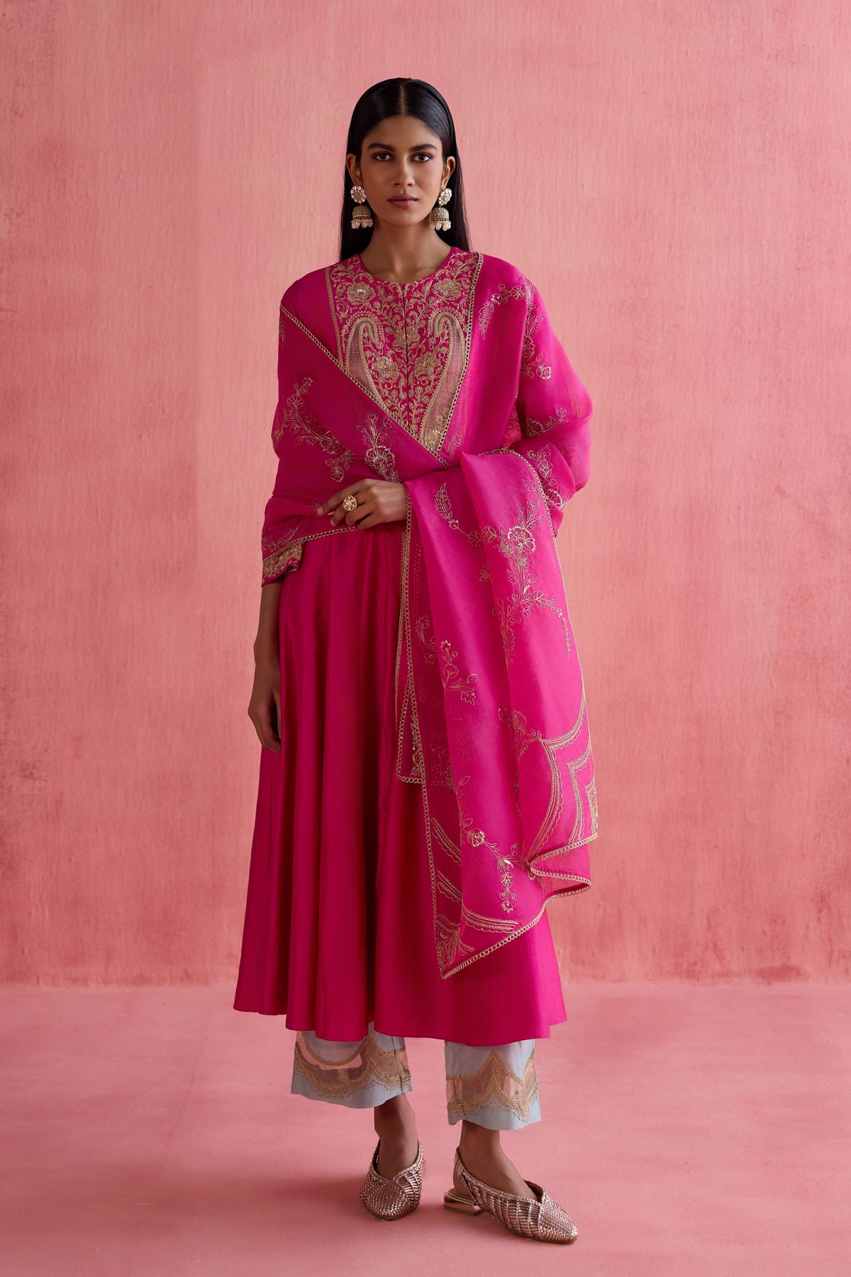 Zeenat Fuchsia Anarkali Set