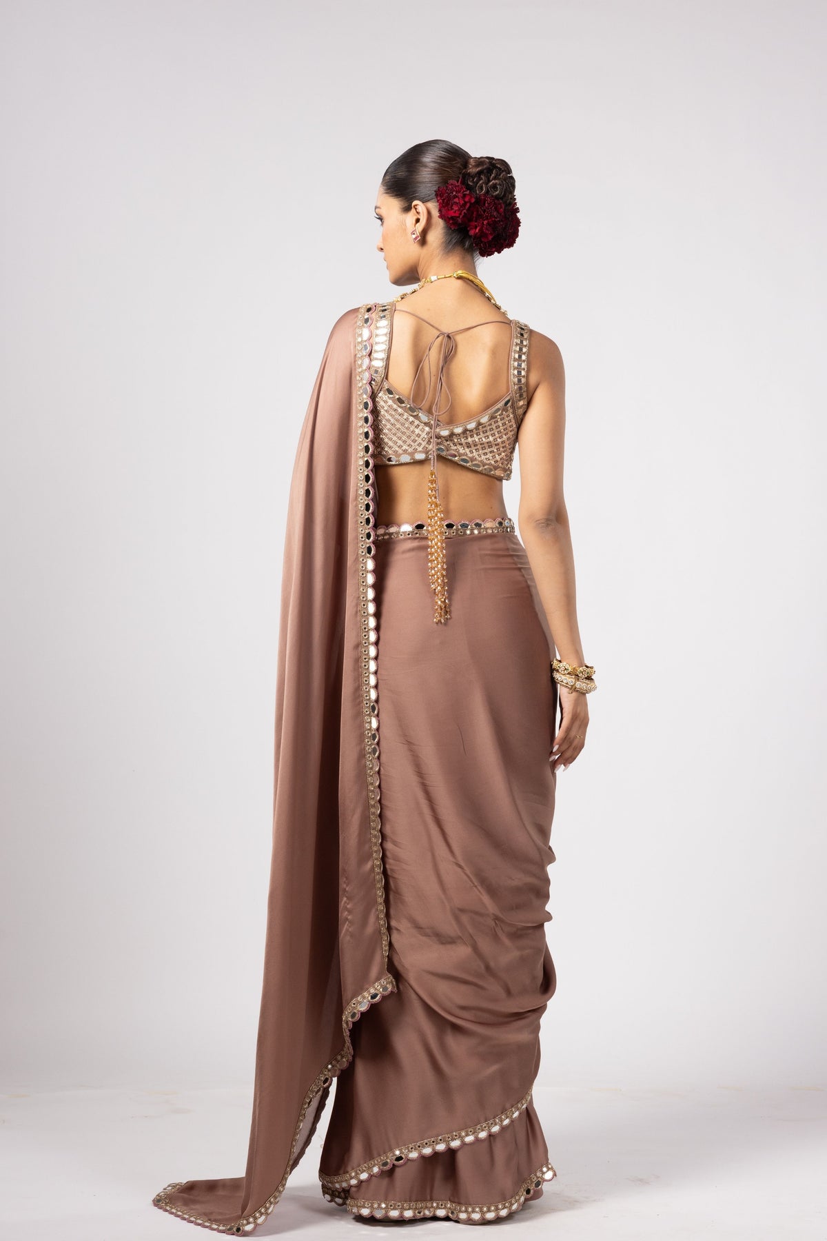 Deep Beige Saree Set