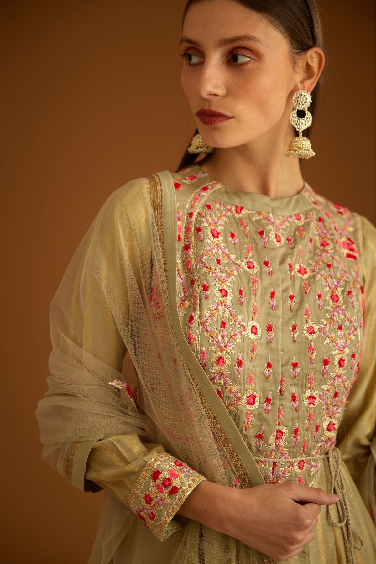 Neutral Anarkali set