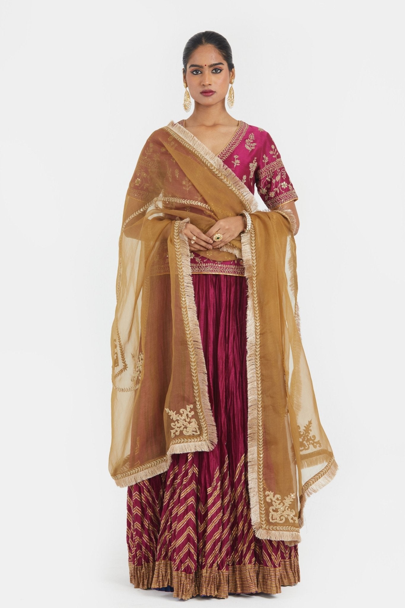 Deep Fuchsia Lehenga Set - Kora - Elahe