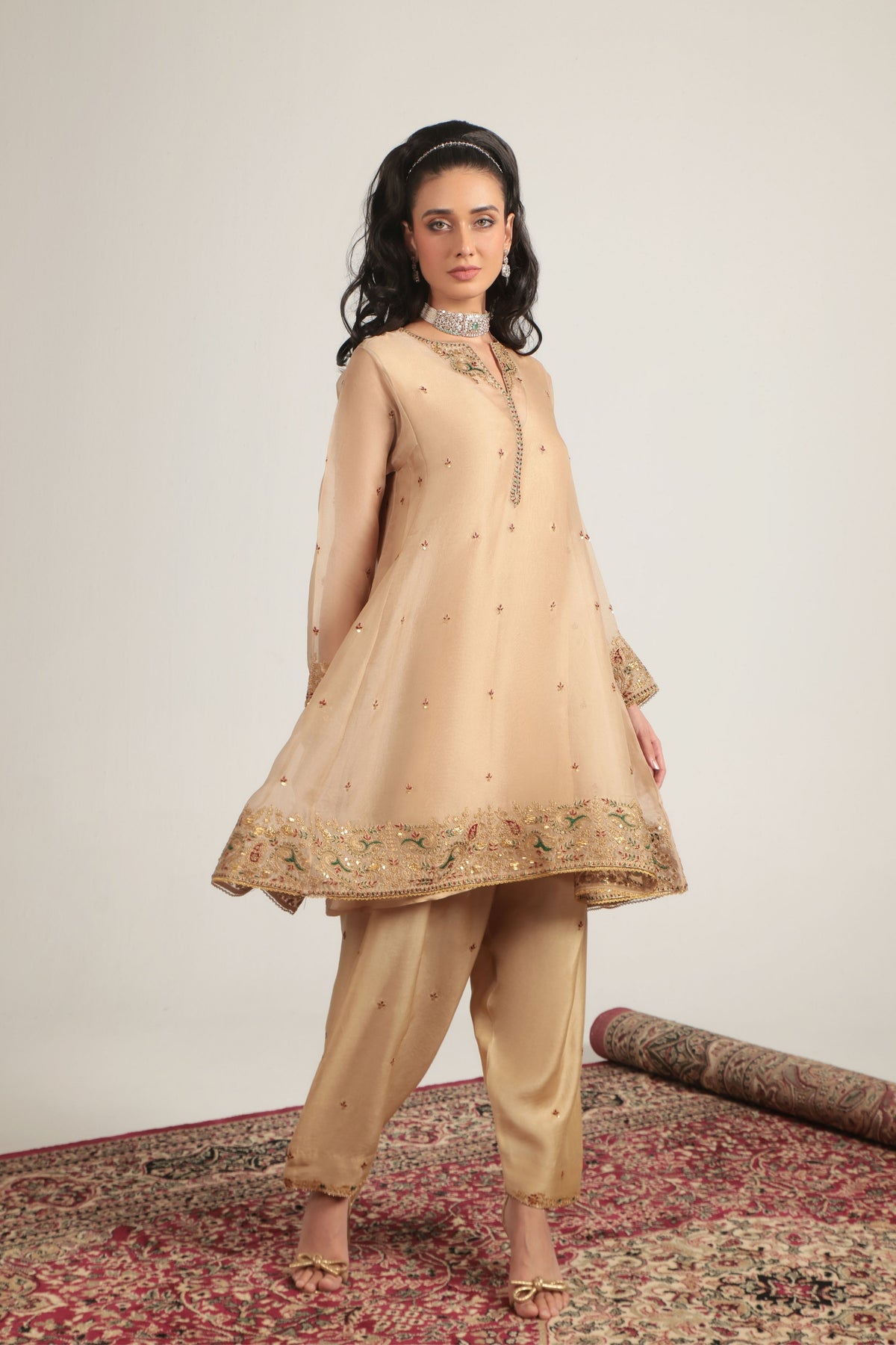 Ivory Short Pheran Kurta Set