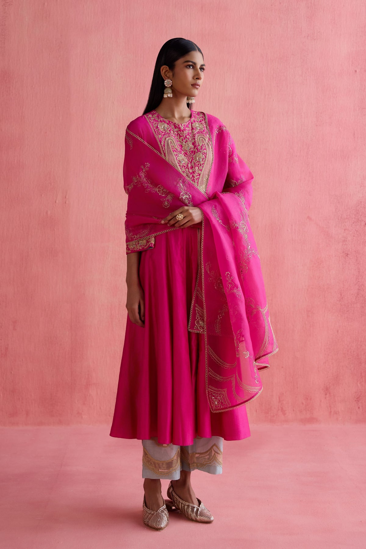 Zeenat Fuchsia Anarkali Set