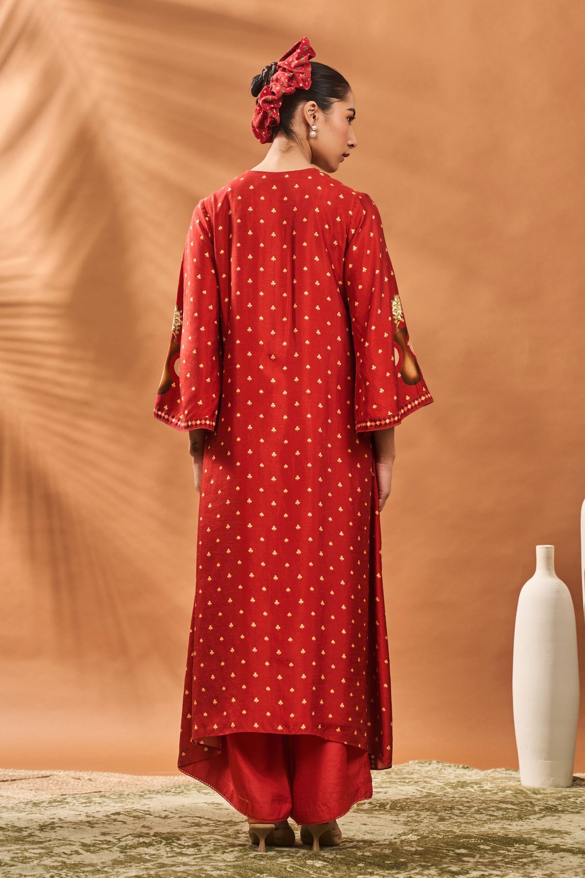 Rust Spade Blossom Kaftan Set