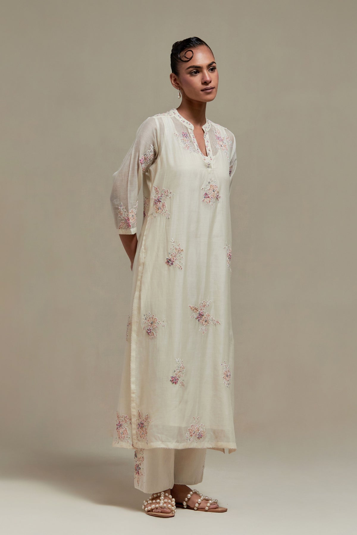 Pink Cotton Kurta And Pants