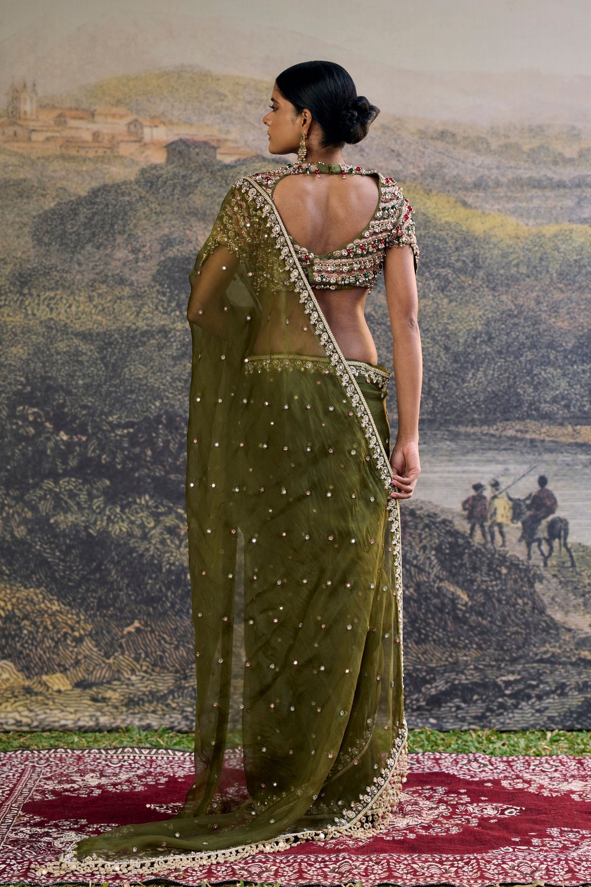 Zoya Jewel Organza Saree Set