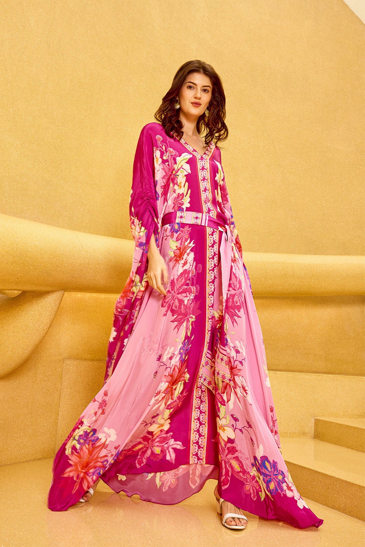 Floral Placement Kaftan Dress
