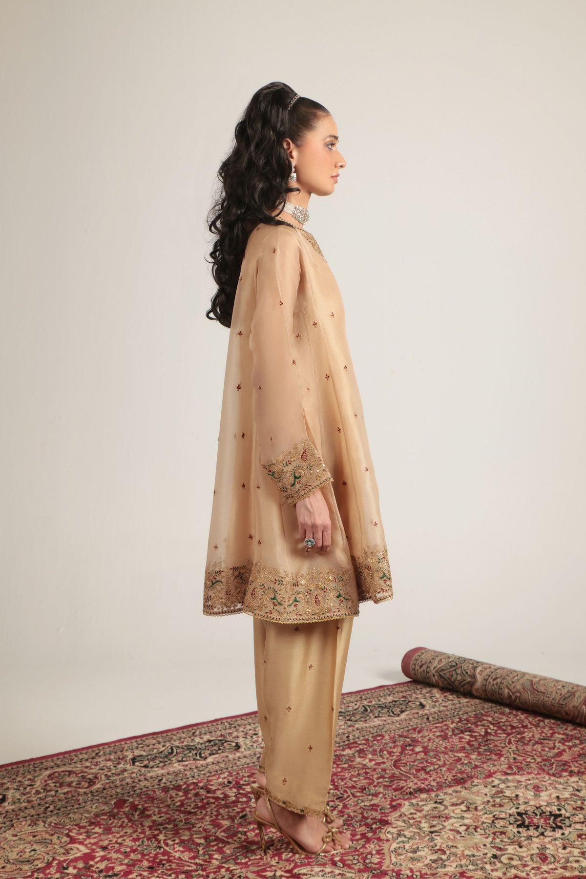 Ivory Short Pheran Kurta Set