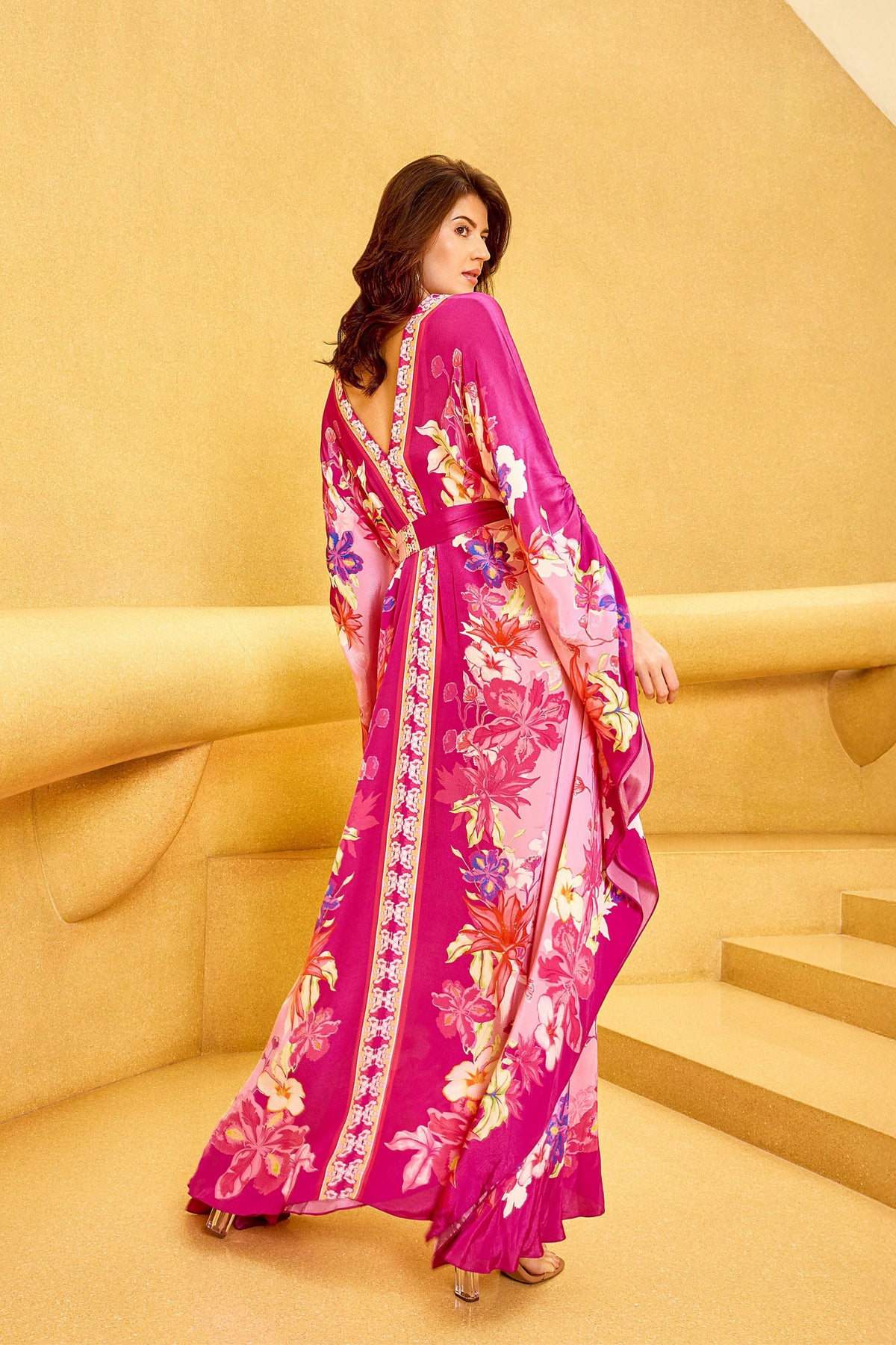 Floral Placement Kaftan Dress