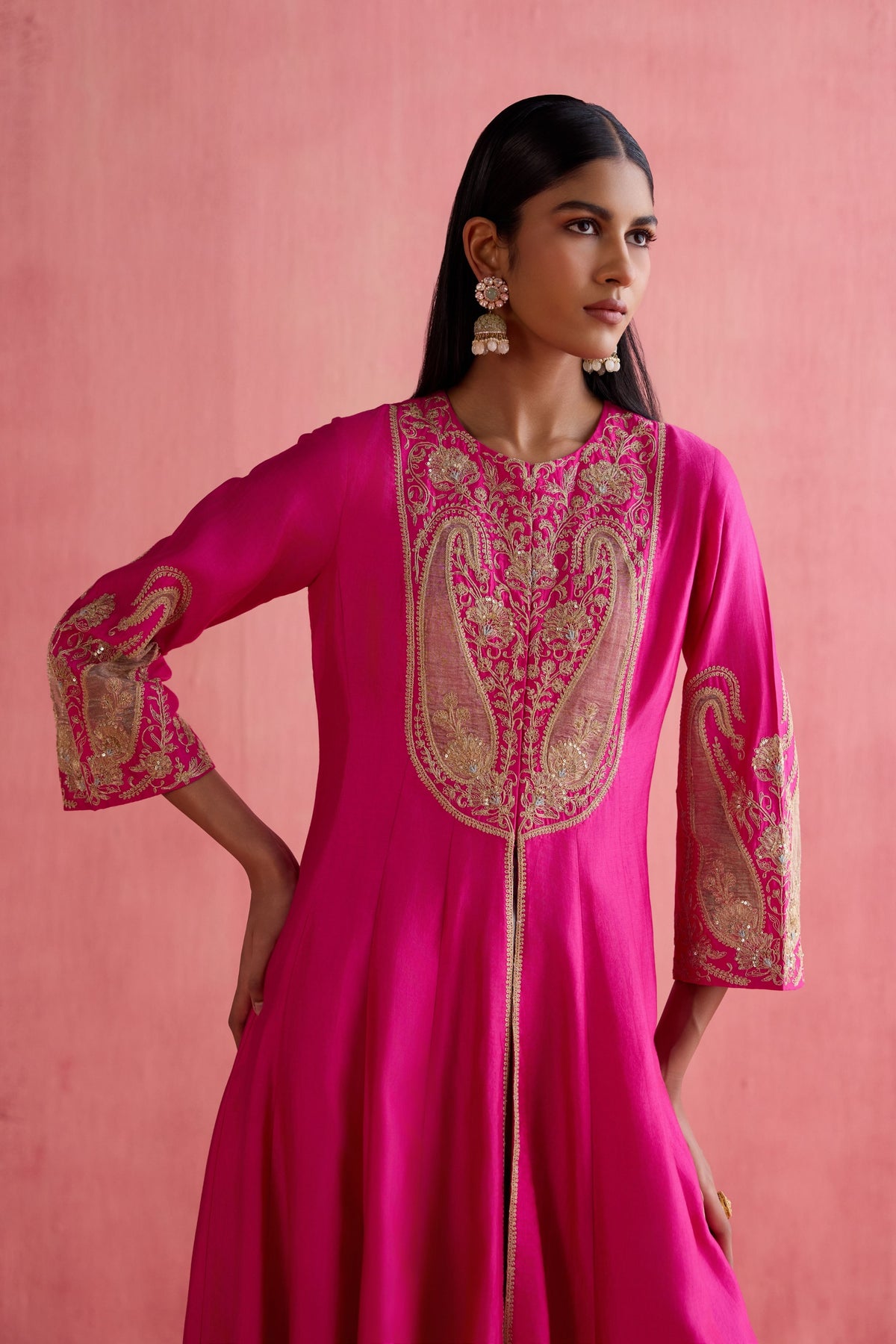 Zeenat Fuchsia Anarkali Set