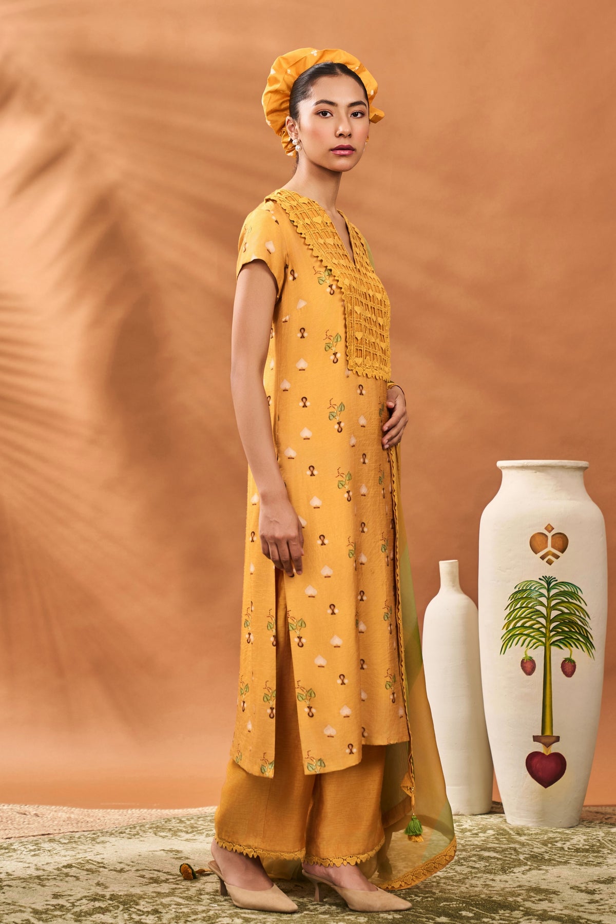Yellow Spades Blossom Kurta Set