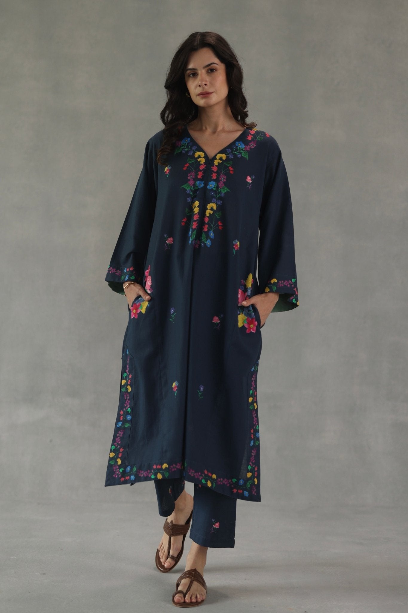 Navy Meadow Song Phiran Set - Roza Pret - Elahe